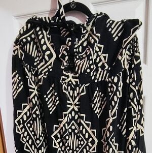 Rewind Black Maxi Dress with Cream Geometric Print
